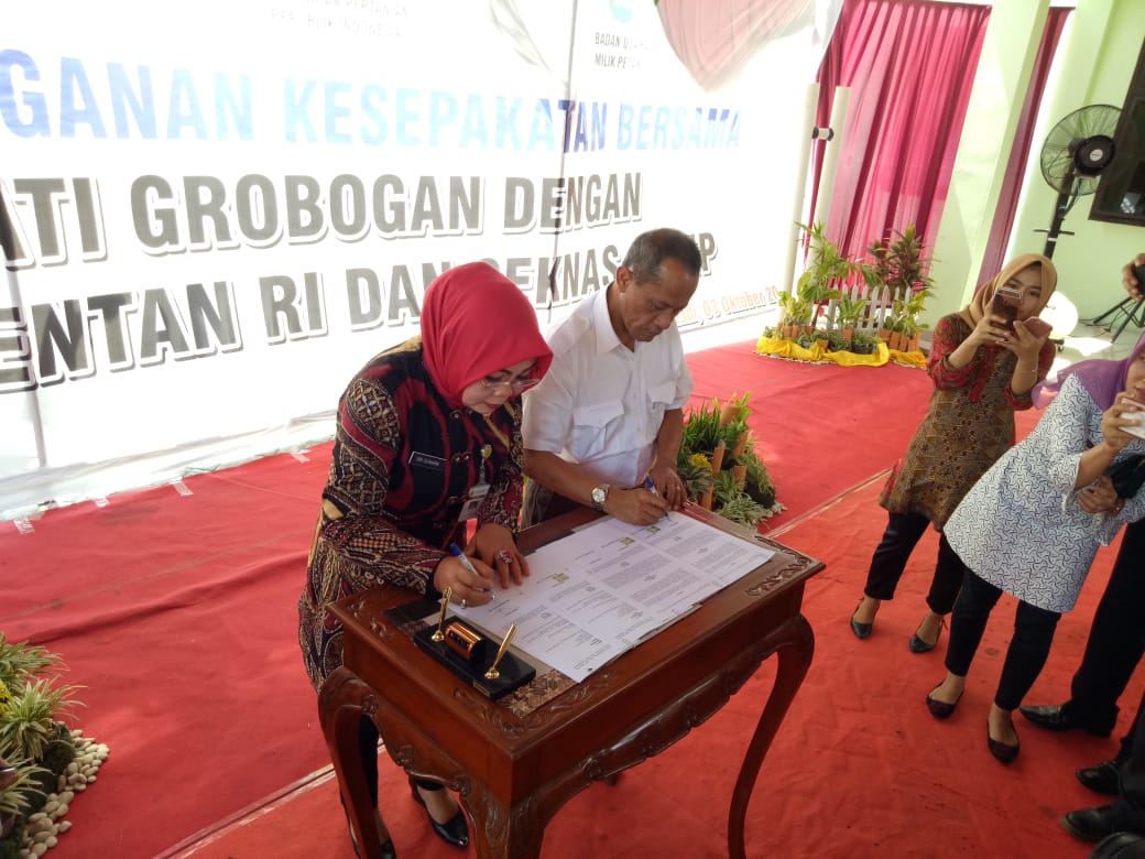 Penandatanganan Kesepakatan Bersama Bupati Grobogan dengan kepala BKP Kementan RI (3/10/2019)
